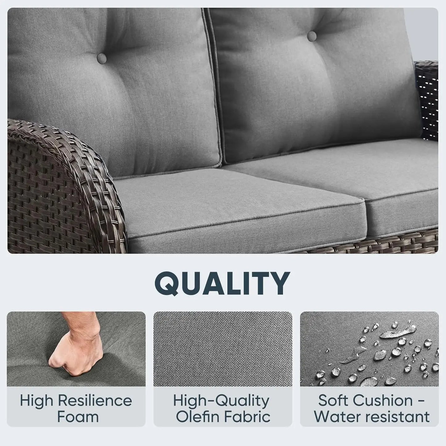 Wicker Outdoor Patio Furniture Set With Deep Seating