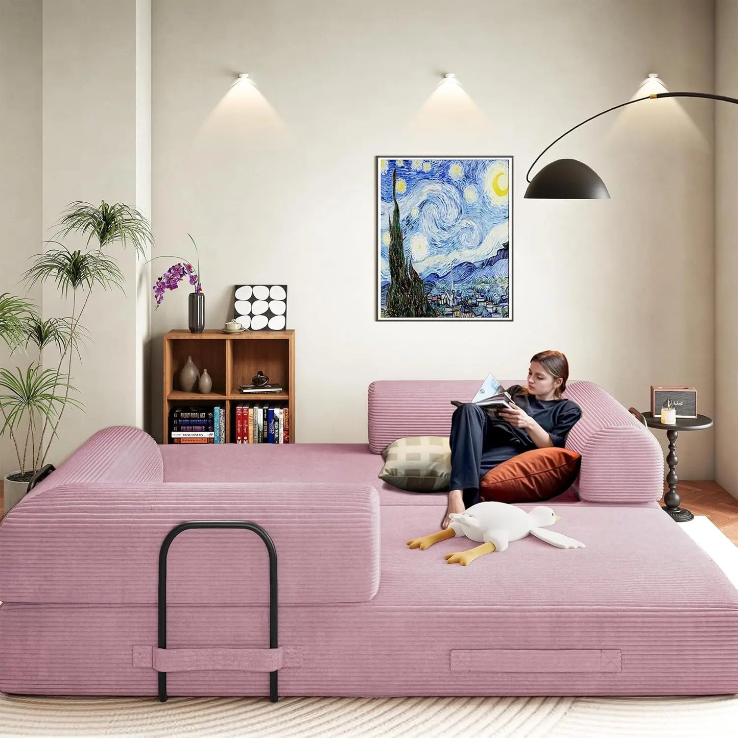 79" Boneless Corduroy Convertible Sofa Bed Foldable Memory Foam Compressed Modular Couch in a Box for Customized Comfort