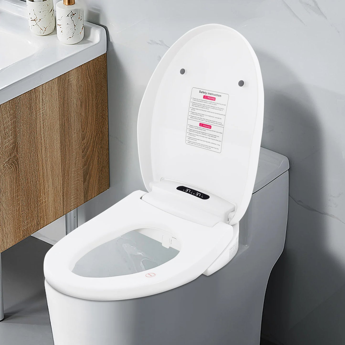 Intelligent Electric Bidet Toilet Seat With Remote And Self-Cleaning Nozzle