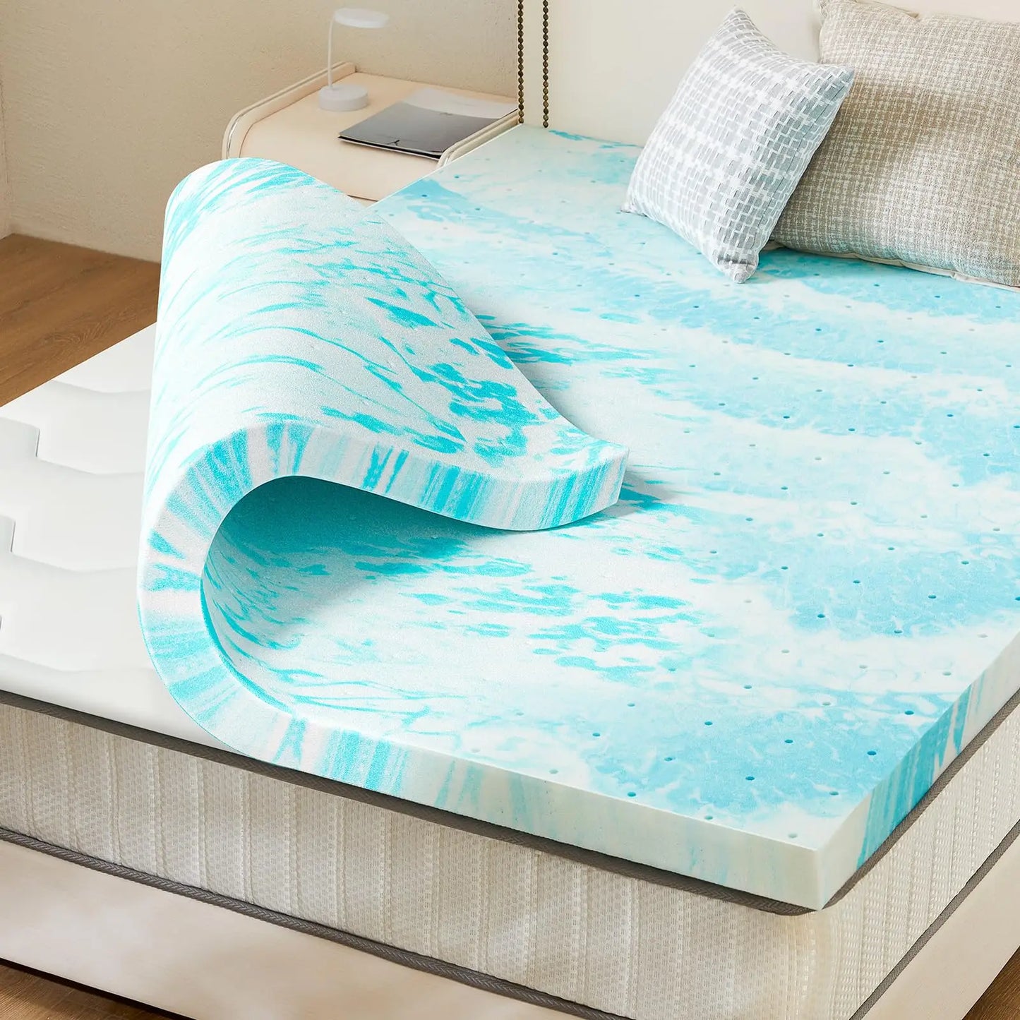 JHK Gel Memory Foam Mattress Topper for Sleep Comfort
