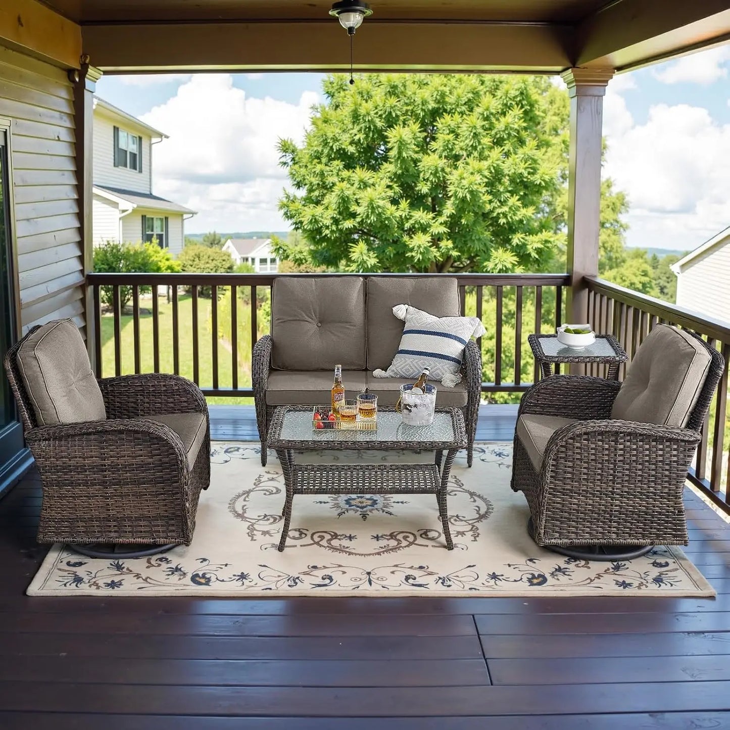 Wicker Outdoor Patio Furniture Set With Deep Seating