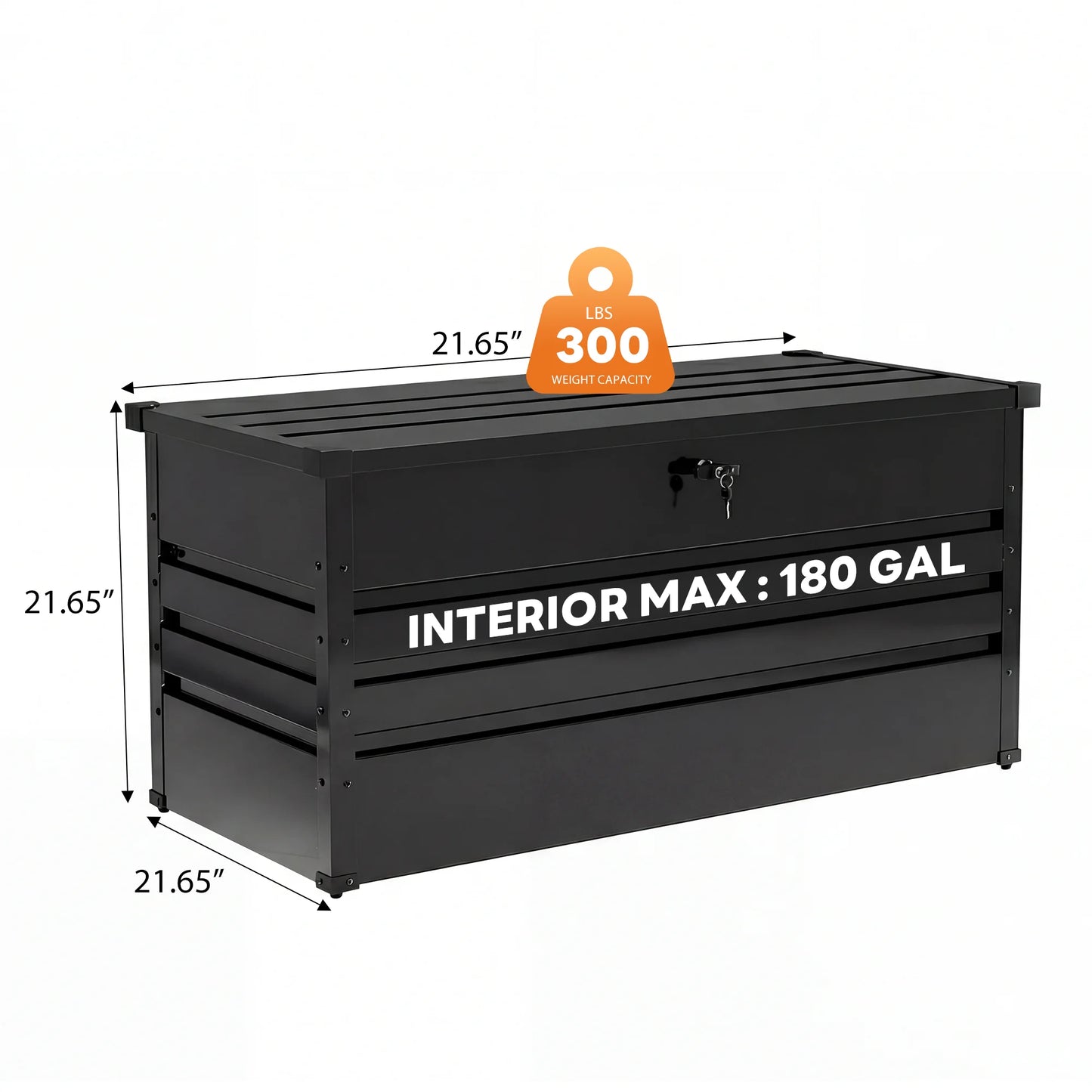 JHK Outdoor Iron Deck Box Water Resistant Lockable Storage