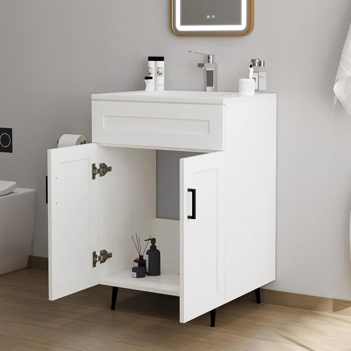 Bathroom Vanity With Sink Modern Wooden Freestanding Cabinet