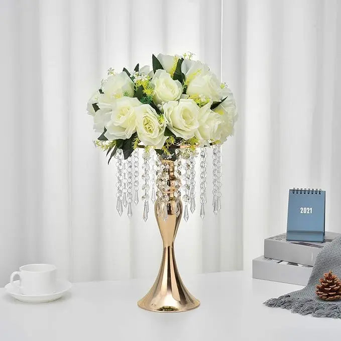 Gold Metal Vases Set 4 Pieces Trumpet Centerpieces For Wedding Decor