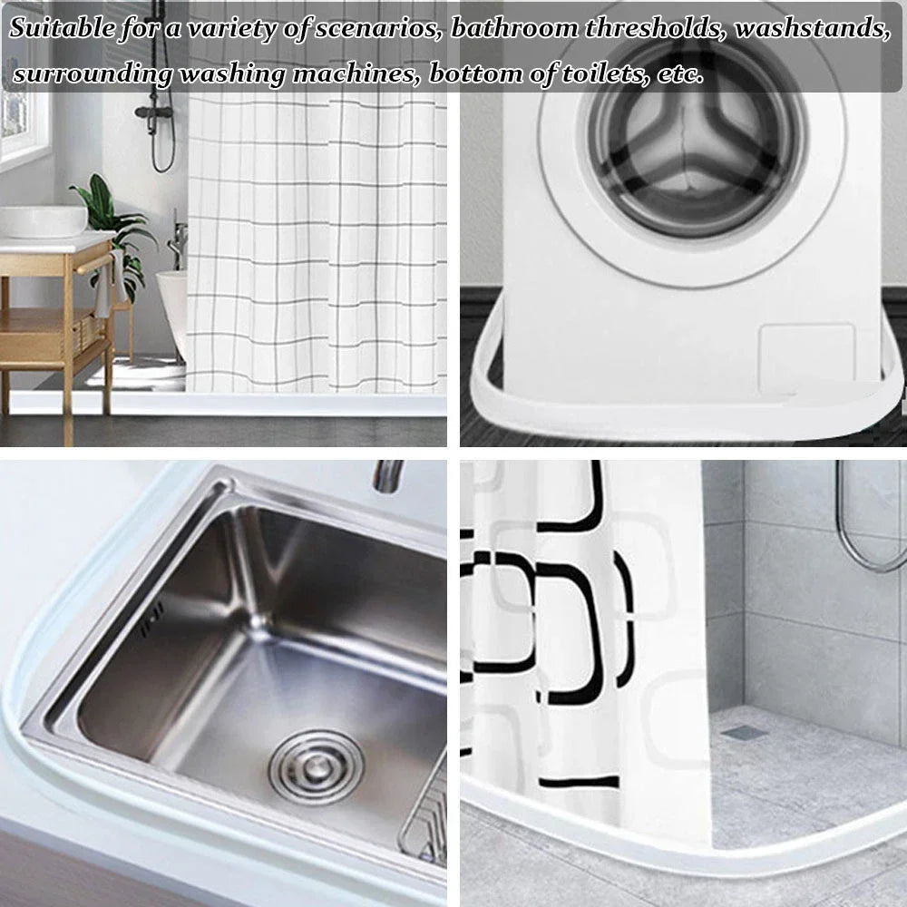 Silicone Water Stopper Self Adhesive Bendable Shower Dam Barrier