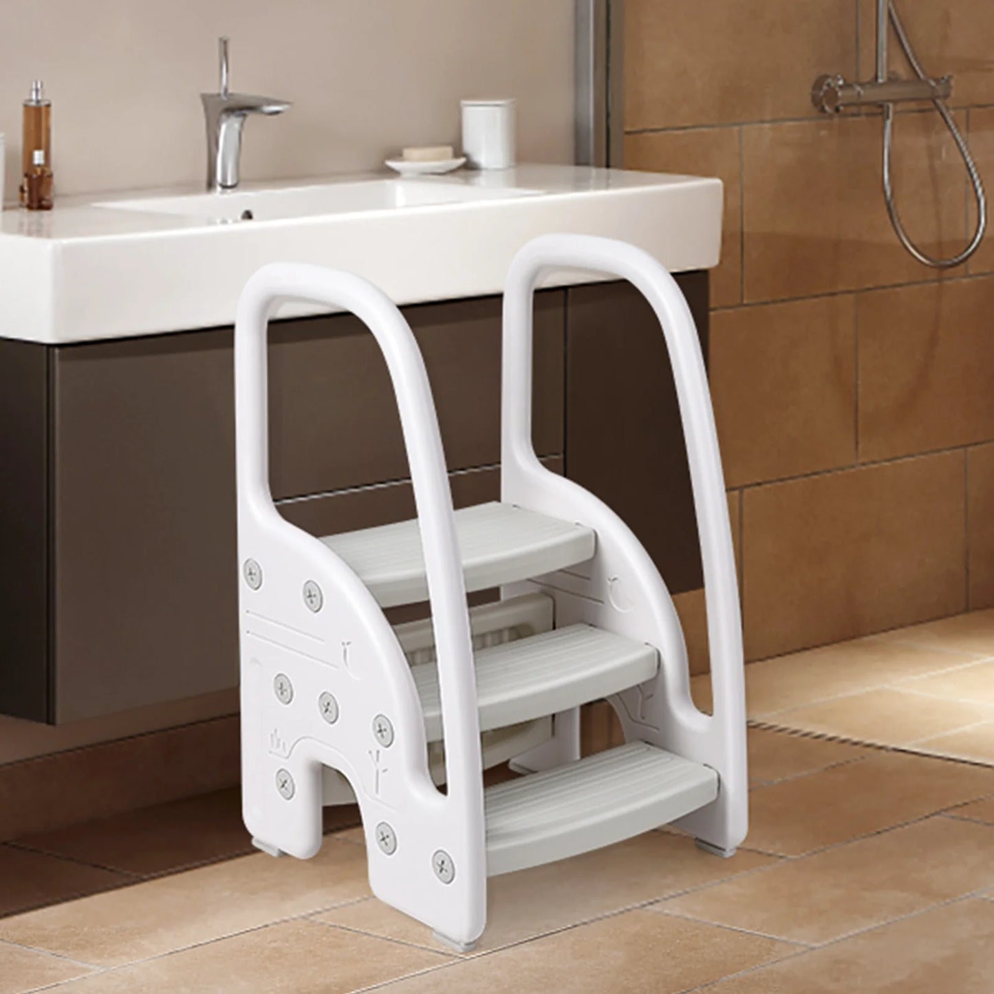Toddler Step Stool With Handles 3 Step Plastic Bath Stool