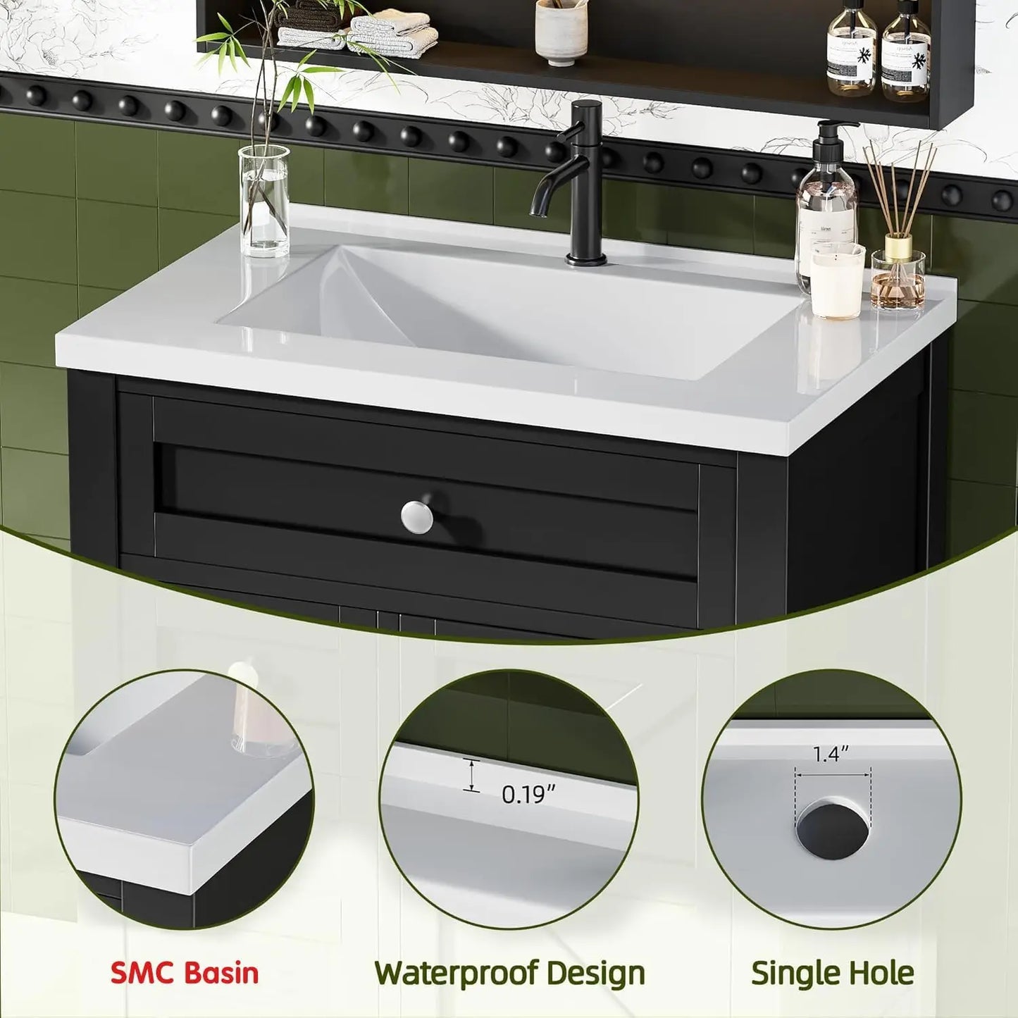 Freestanding Modern Bathroom Vanity With Single Sink Cabinet