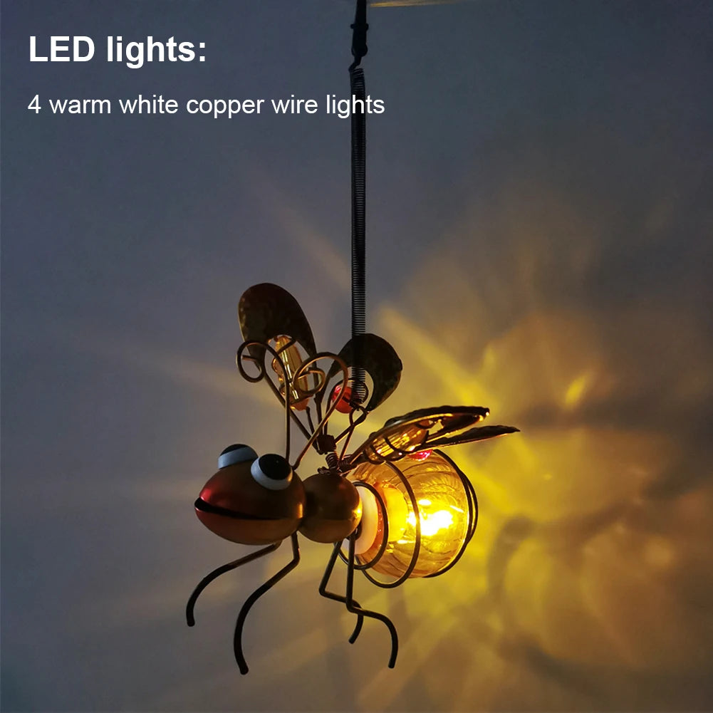 Solar Iron Insect Statue With LED Fairy Lights Outdoor Garden