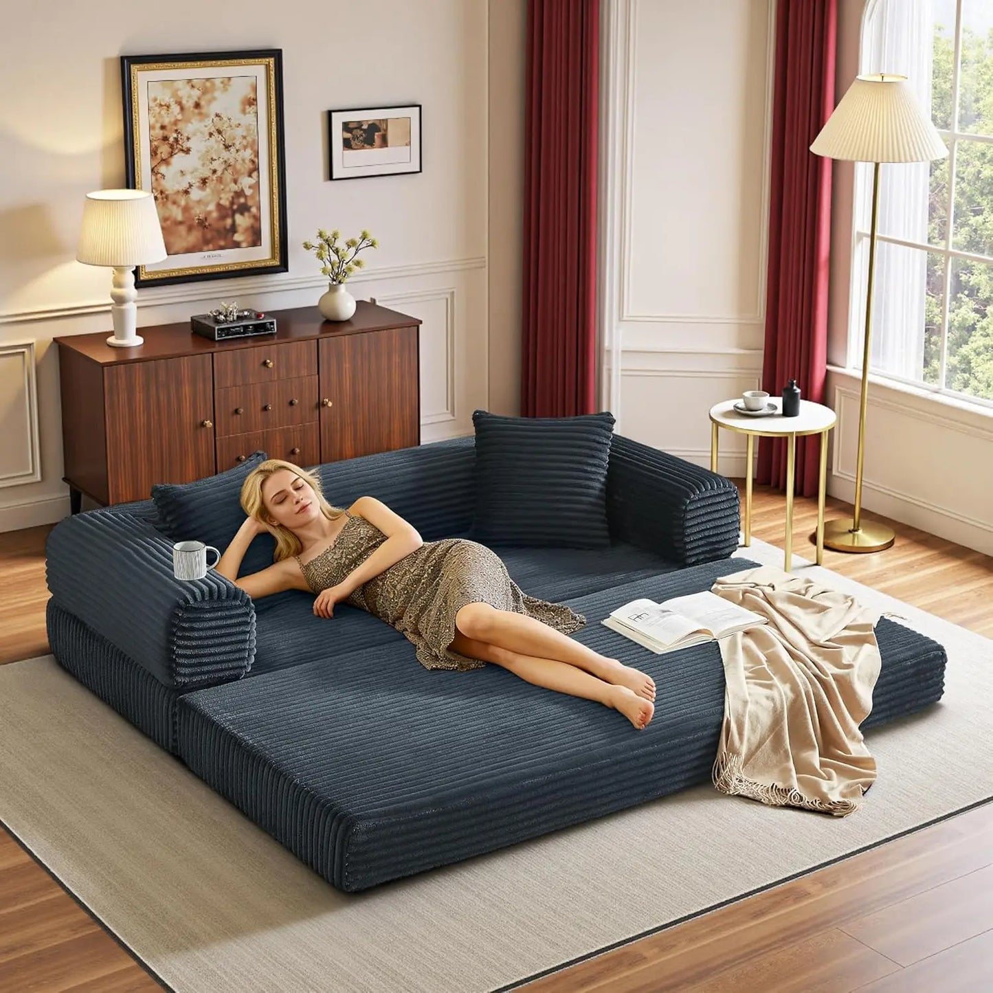 Couch Futon Sofa Bed Sectional Cloud Sleeper For Living Room