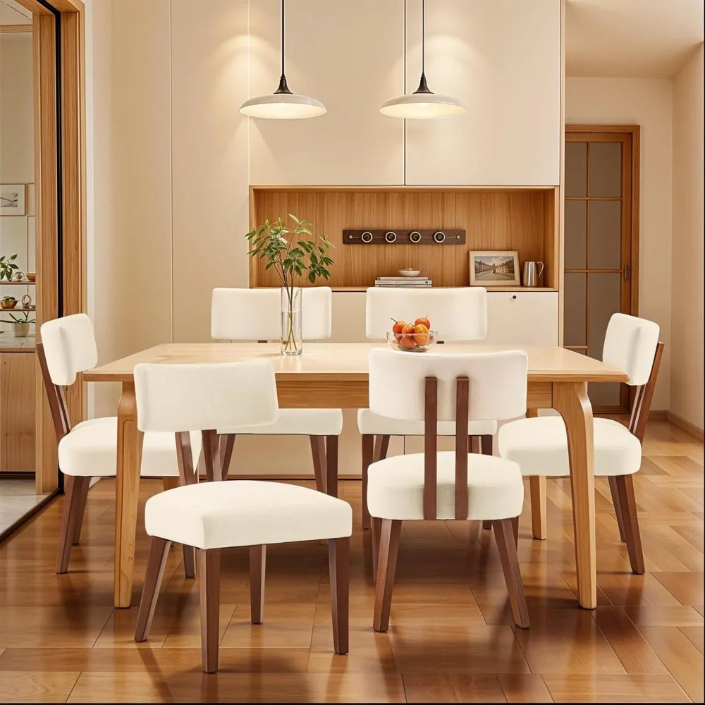 Mid Century Modern Upholstered Dining Chairs Set Of 6 With Curved Back