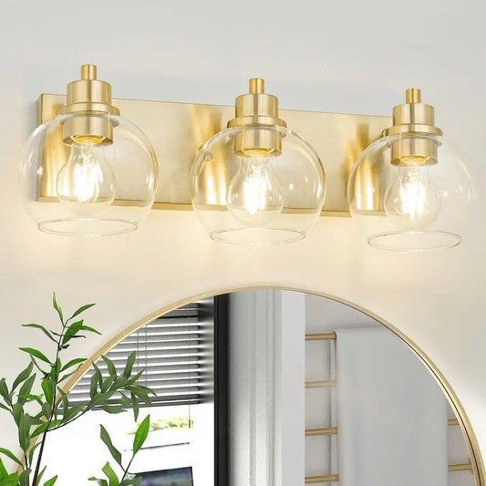 Three Light Vanity Bath Light Fixture Wall Sconce Brushed Brass