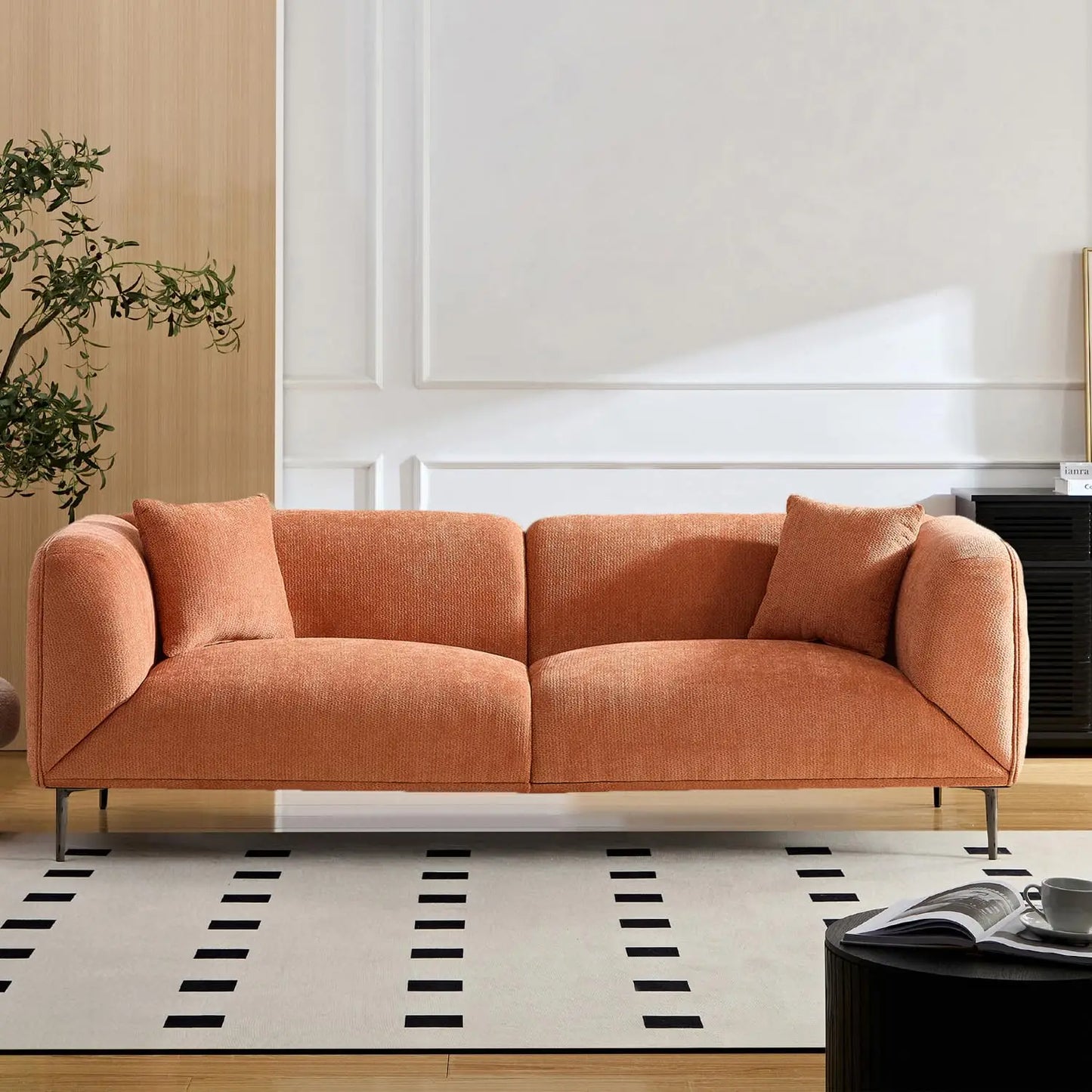 Modern Curved Fabric Sofa With Memory Foam Upholstery