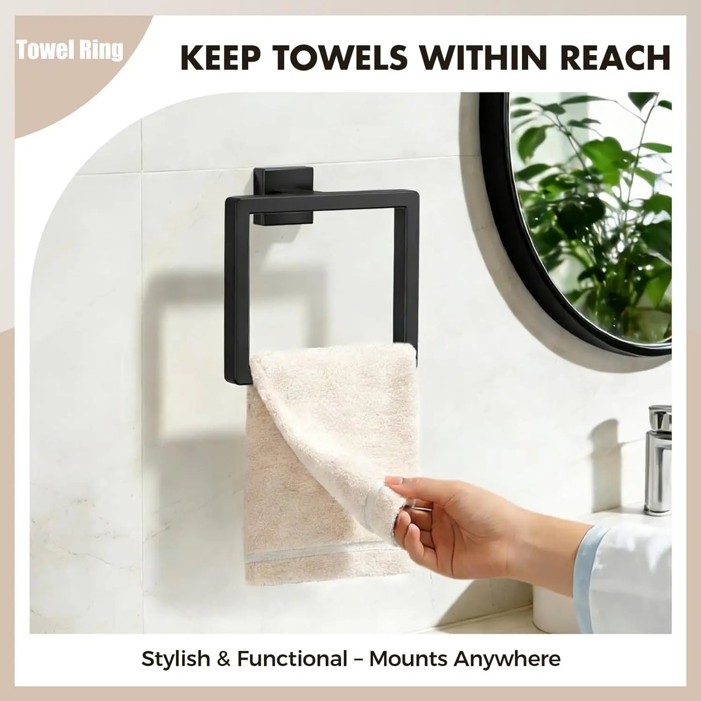 XIUWO 5-Piece Bathroom Hardware Set Stainless Steel Towel Bar Racks