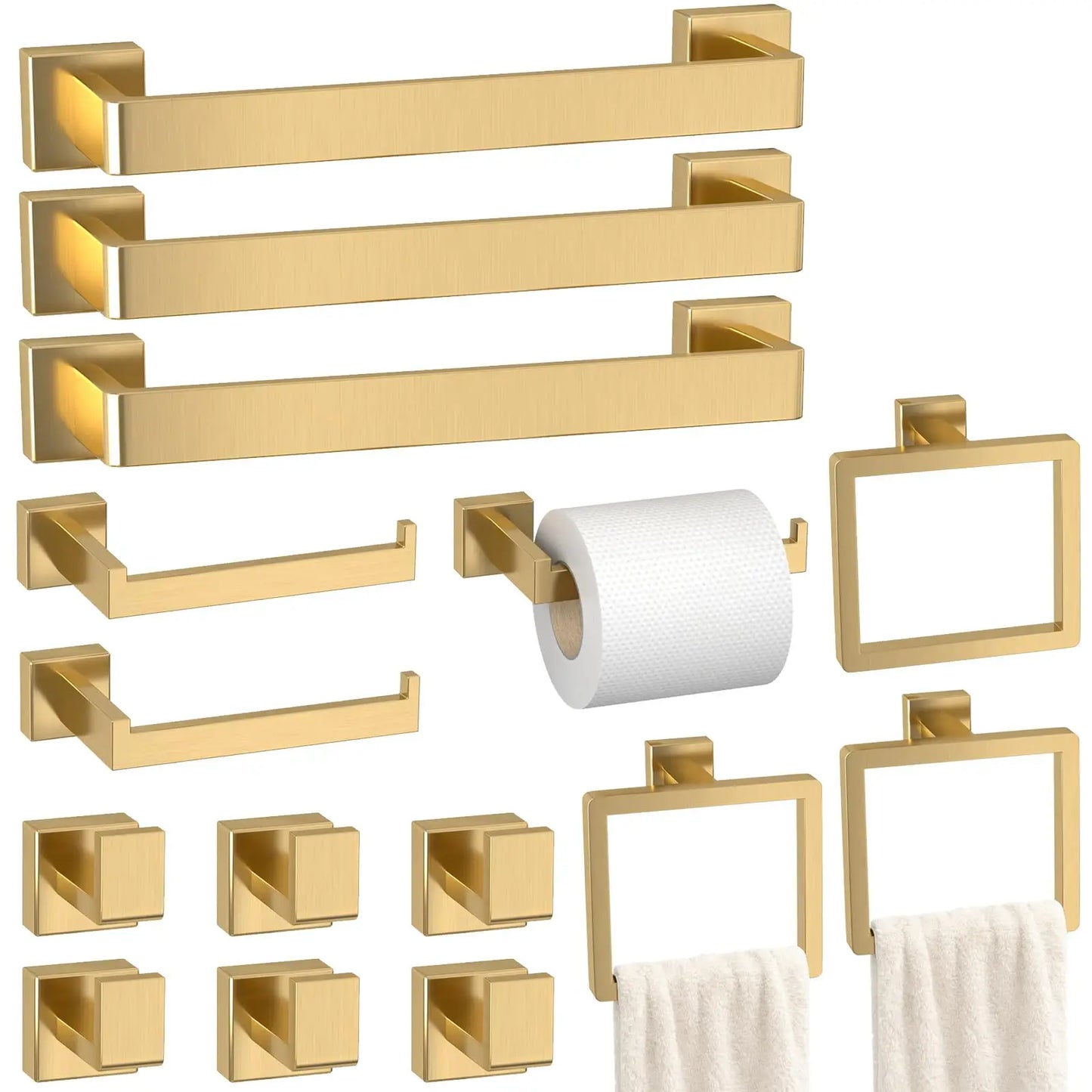 XIUWO 5-Piece Bathroom Hardware Set Stainless Steel Towel Bar Racks