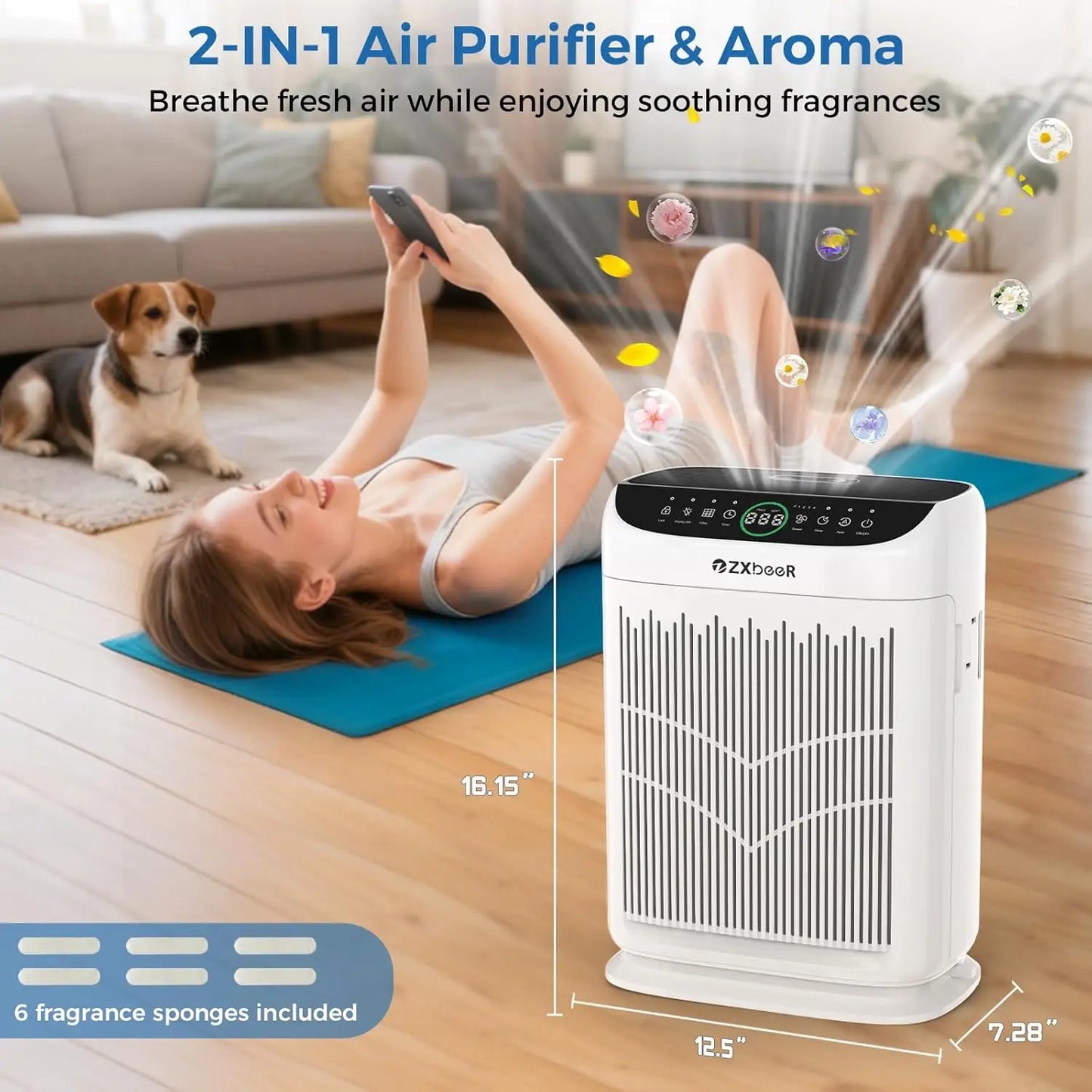 HEPA Air Purifier With Washable Filter PM25 Sensor Aroma Sleep Mode