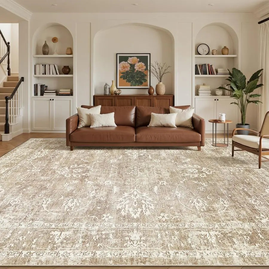 Machine Washable Vintage Wool Area Rug For Living Room Backing
