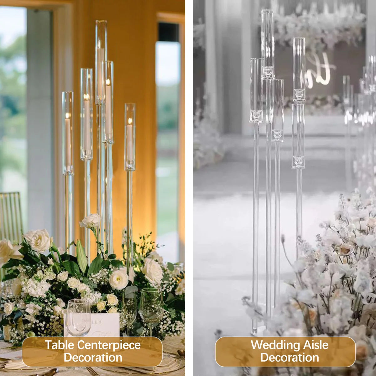 VINCIGANTCandle Acrylic 5 Arm Floor Candelabra Centerpiece for Weddings