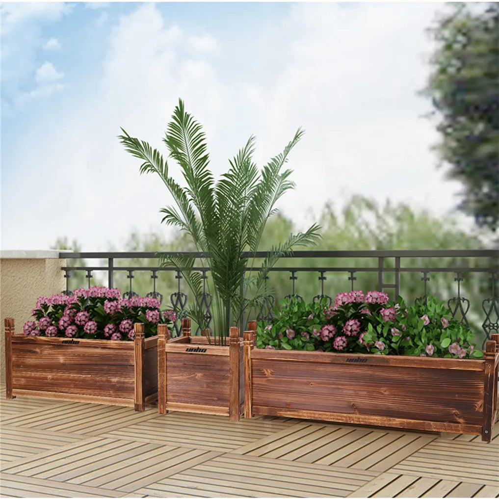 Wooden Raised Planter Box For Indoor Outdoor Garden And Herbs