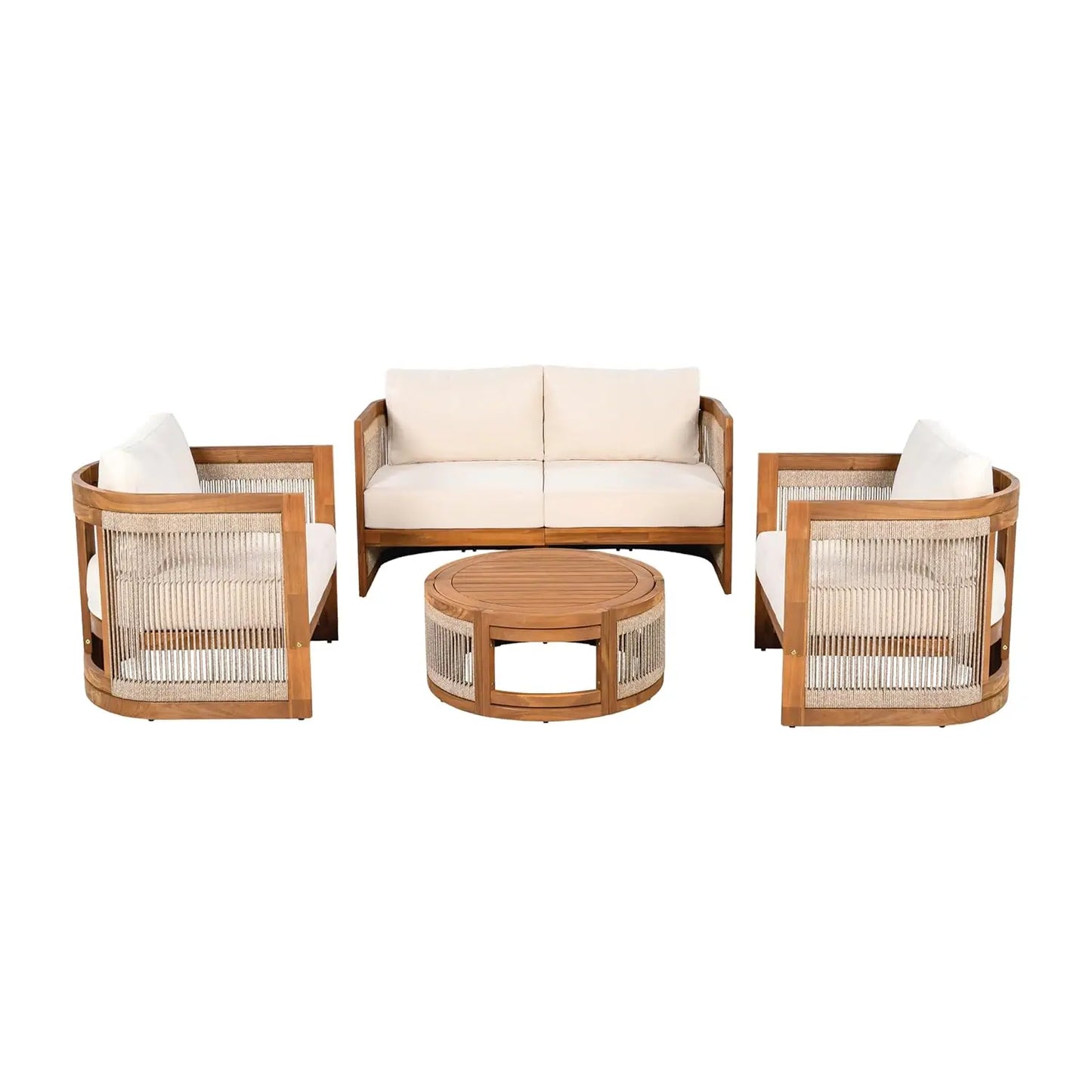 Acacia Wood 4 Piece Patio Conversation Set Outdoor Furniture