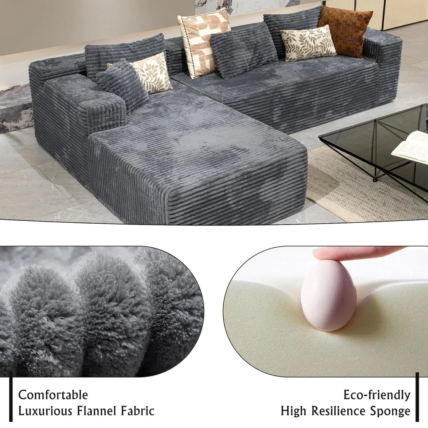 Sectional Sofa Modern Modular L Shape Chaise Couch