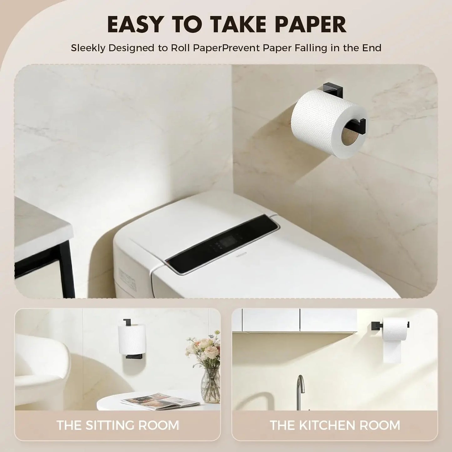 XIUWO 5-Piece Bathroom Hardware Set Stainless Steel Towel Bar Racks