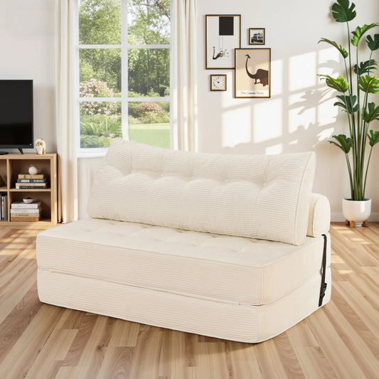 Folding Sofa Bed With Back Support Pillows For Living Room