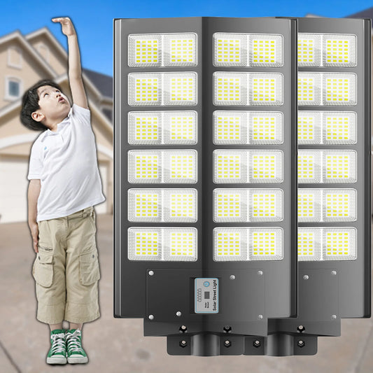 2-Pack 6000W Waterproof Solar Street Light With Motion Sensor