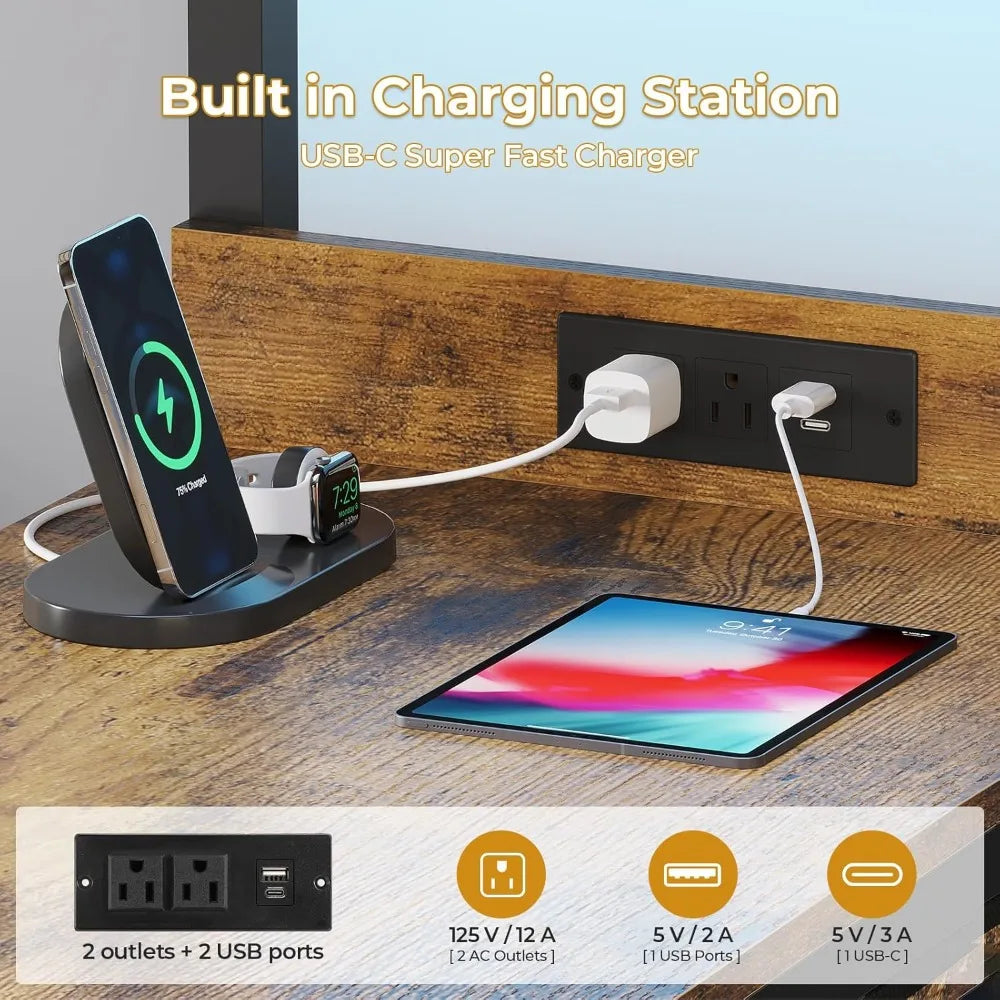 Twin Over Full Bunk Bed Desk Lights And Charge Station