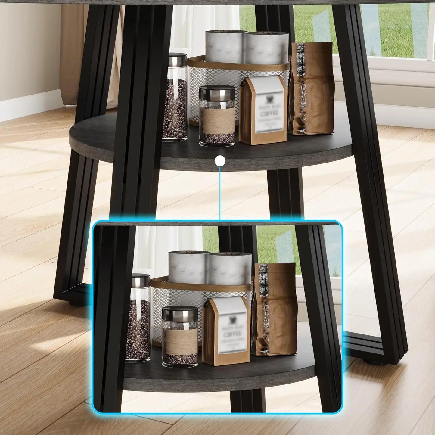 Studyset Round Farmhouse Kitchen Dining Table With Storage