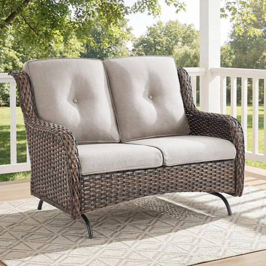 Patio Loveseat Sofa Outdoor Wicker With All Weather Cushions
