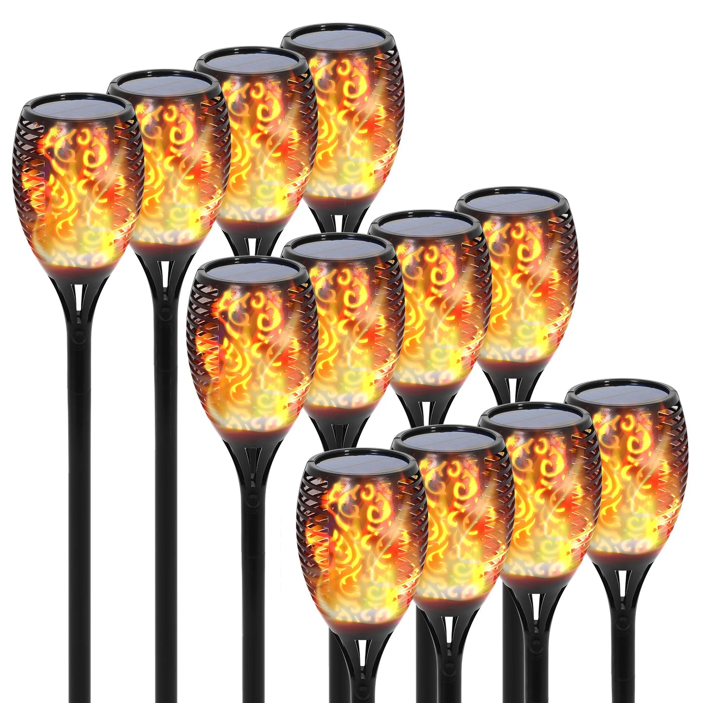 Solar Flame Torch Lights 43 Inch 96 LED Waterproof Pathway