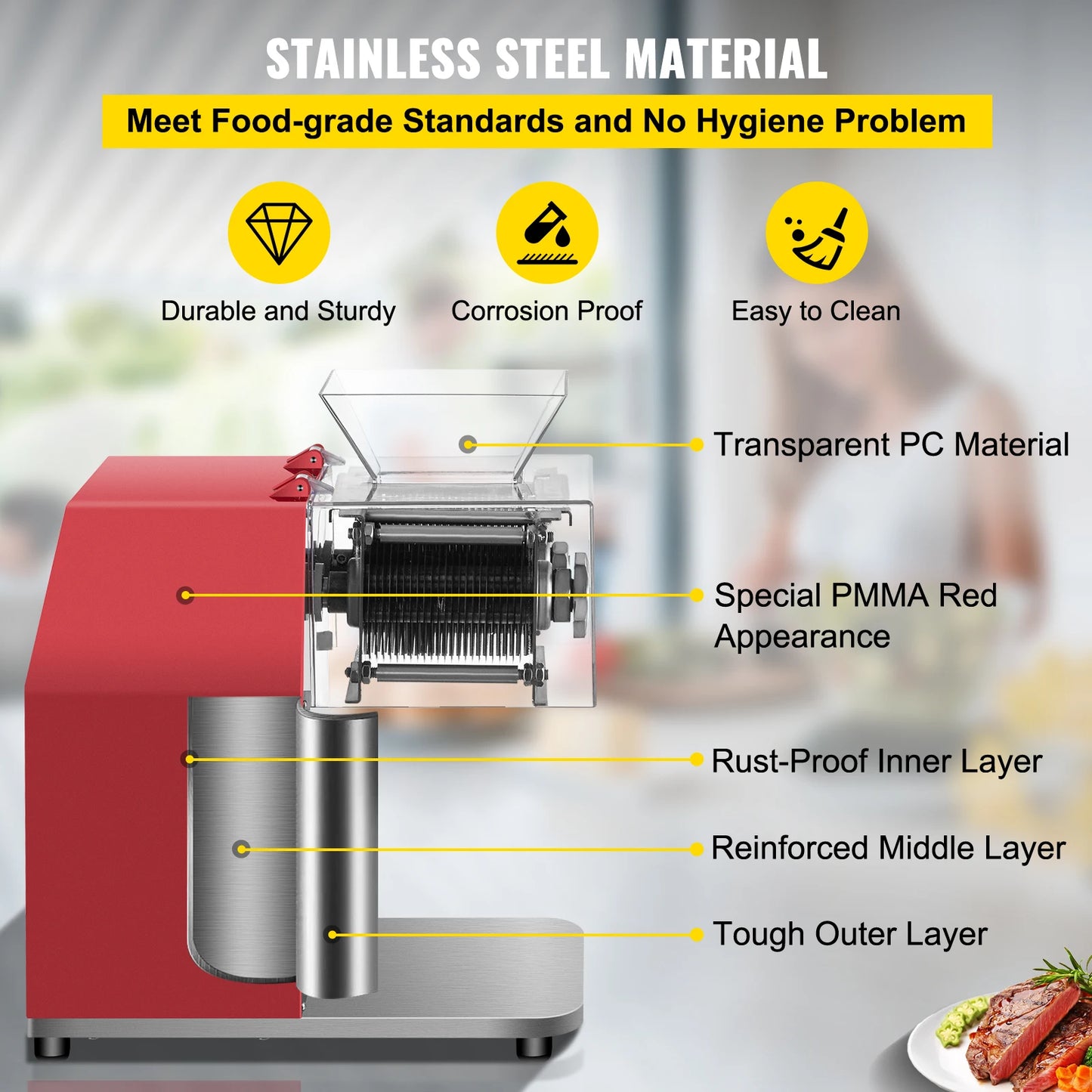 VEVOR Commercial Electric Meat Slicer Grinder Food Chopper