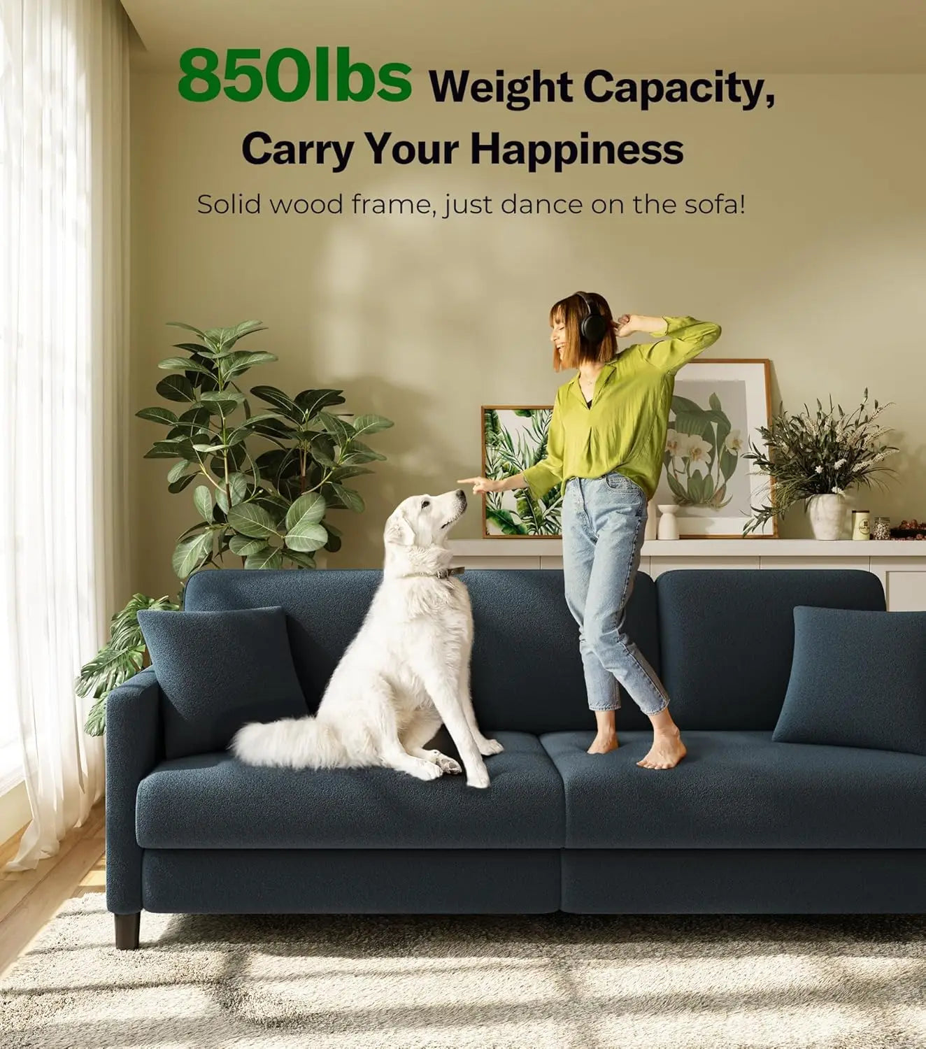 All-Wood Modern L-Shaped Sofa With Easy Tool-Free Assembly