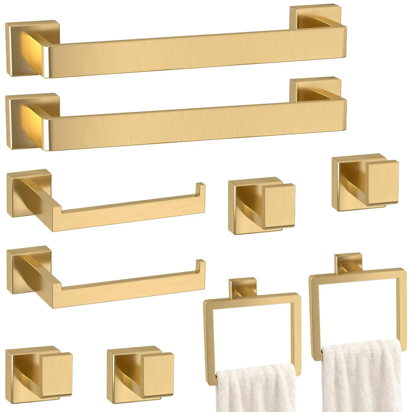 XIUWO 5-Piece Bathroom Hardware Set Stainless Steel Towel Bar Racks