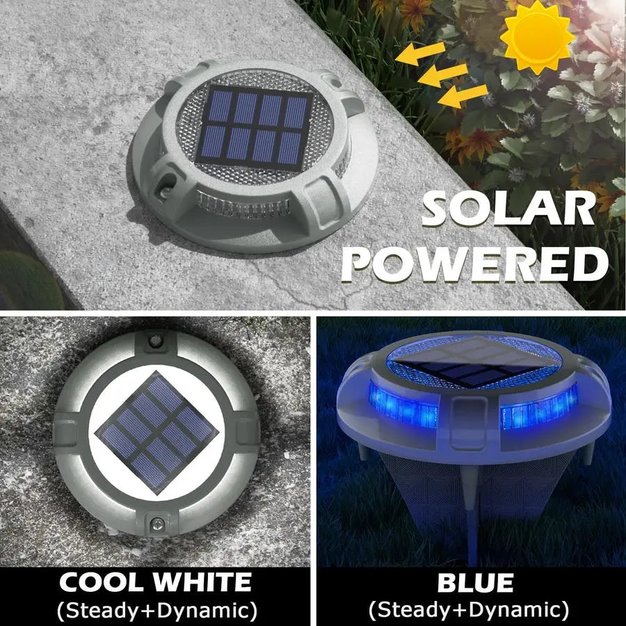 Solar Driveway Lights 40 LEDs Waterproof Pathway Markers 4 Modes