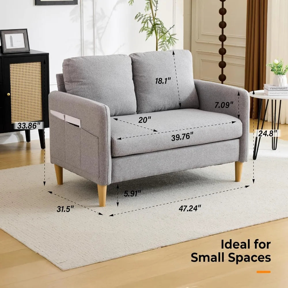 DAFIFY Linen Loveseat Sofa Modern Mid Century Living Room