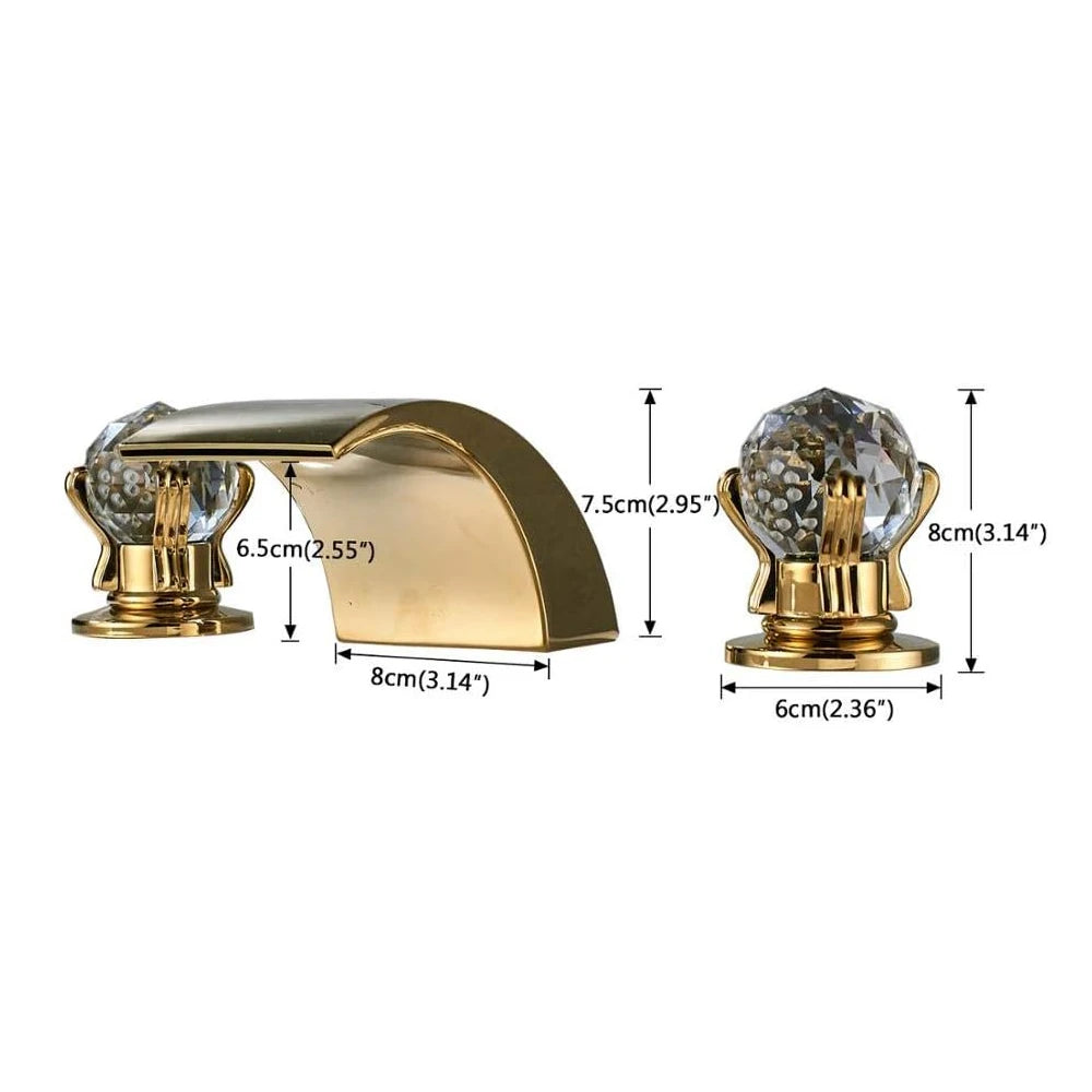 Quyanre LED Widespread Bathroom Faucet Waterfall Lavatory Tap Single Handle