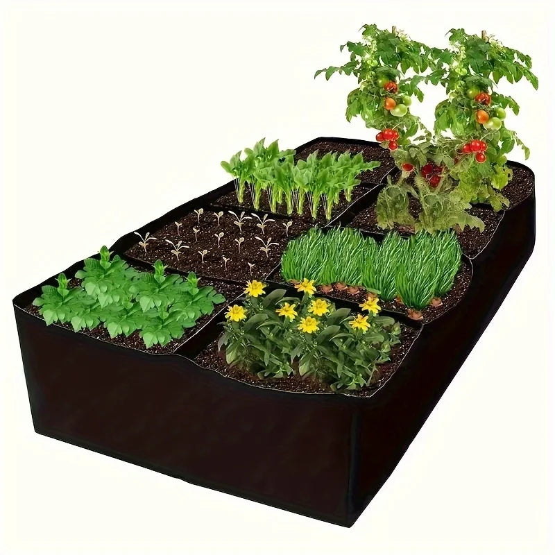 Breathable Garden Bed Grow Bags With 8 Grids For Vegetables