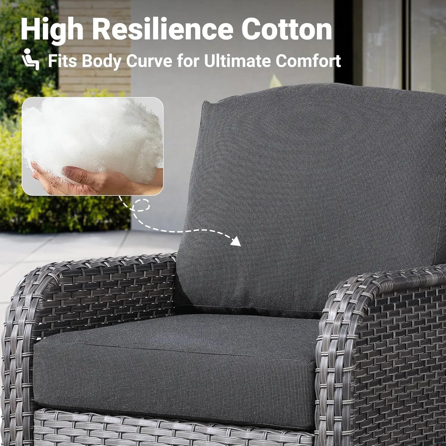 Guangbai Outdoor Wicker Patio Furniture Set With Cushioned Chairs