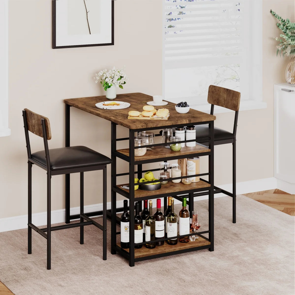 HiMISS 2 Person Dining Table Set Bar Table And Chairs