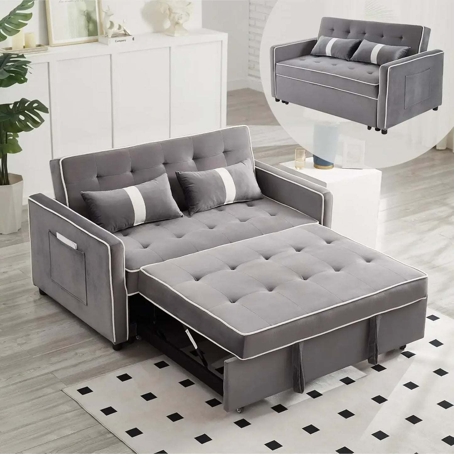 HUANZHUANG 3 In 1 Convertible Sleeper Sofa Bed Futon Couch