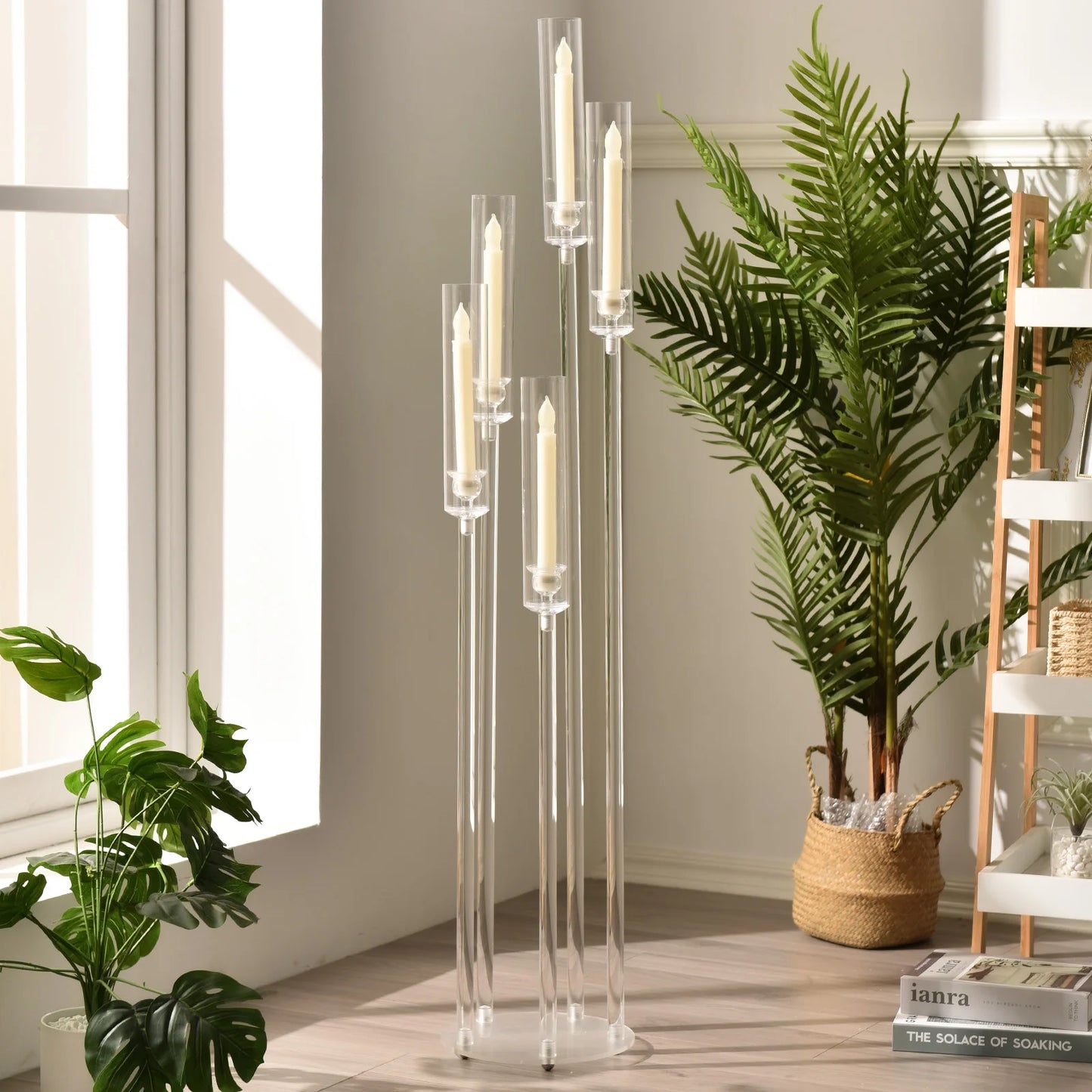 VINCIGANTCandle Acrylic 5 Arm Floor Candelabra Centerpiece for Weddings