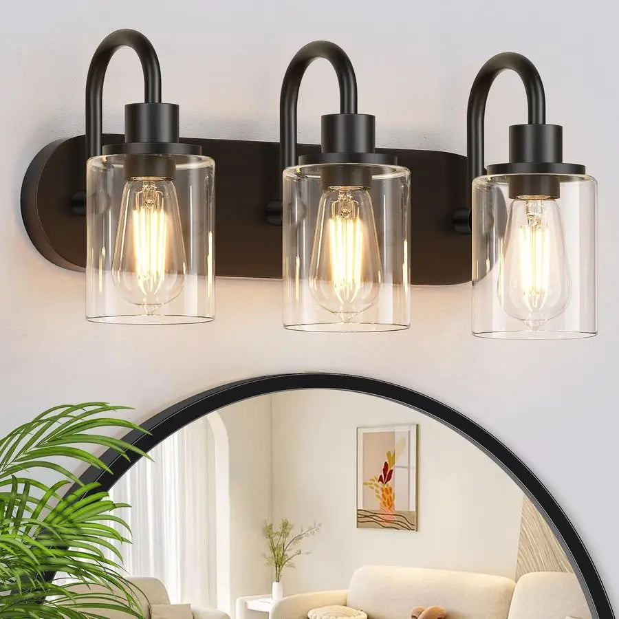 Farmhouse Vanity Light With Clear Glass Shade Wall Sconce