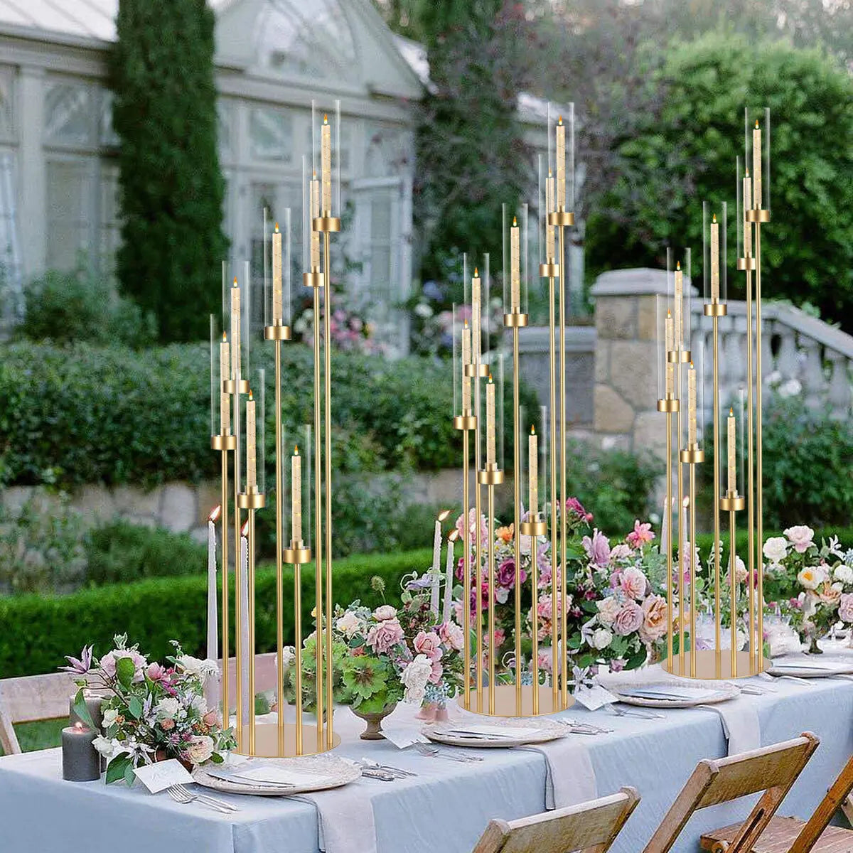 Seven Arm Floor Candelabra Centerpieces for Weddings and Events