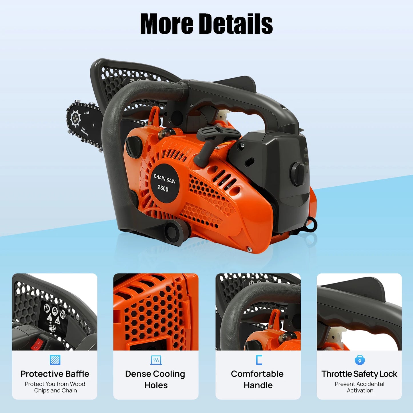 Top Handle Chainsaw Gasoline Two Stroke Engine For Wood Cutting