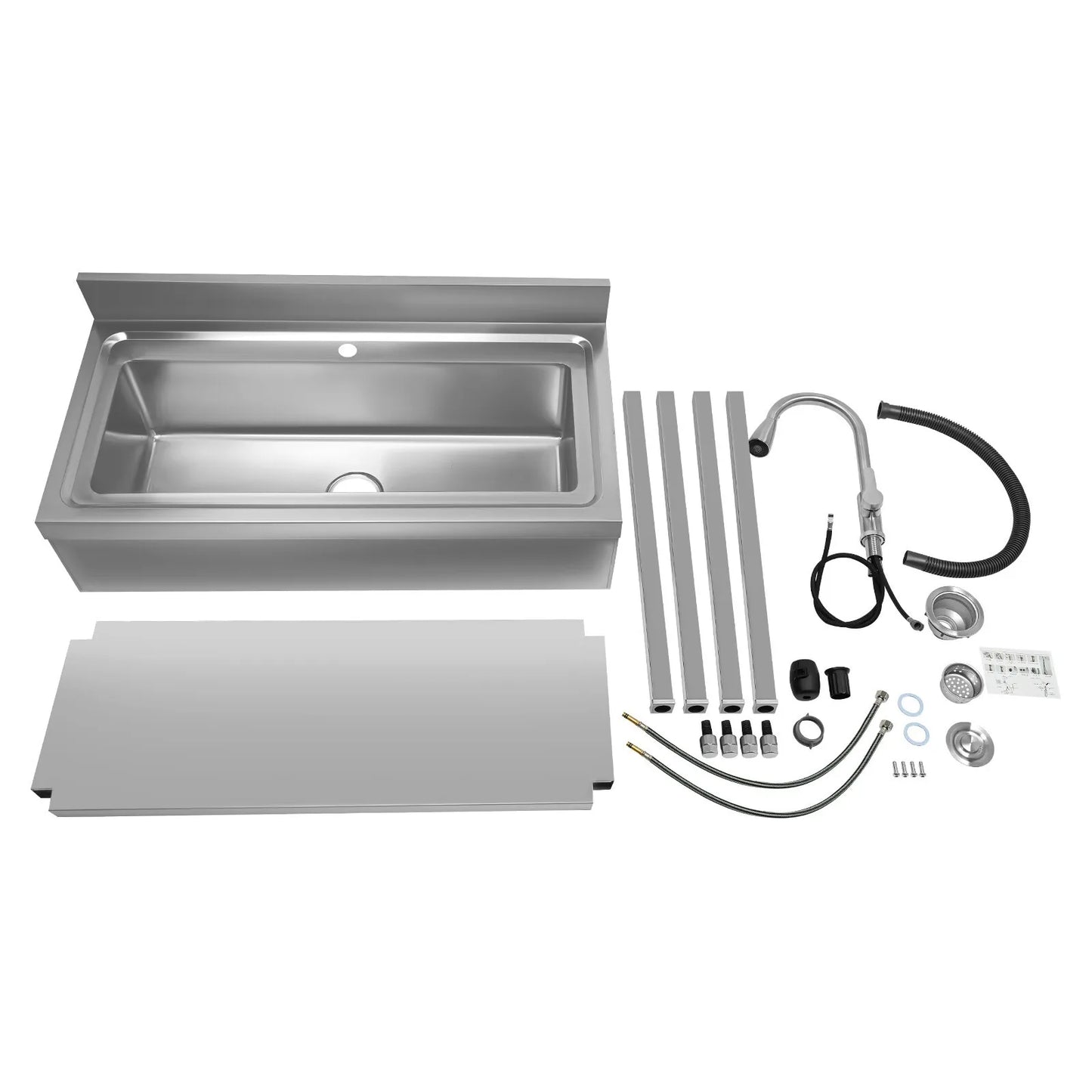 Bymaocar Stainless Steel Utility Sink Single Bowl With Faucet