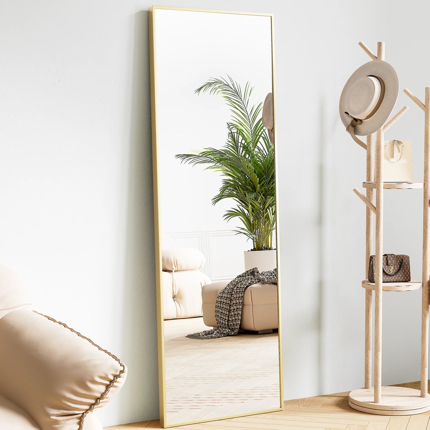 JHK Full Body Wall Mirror With Aluminum Frame Living Room