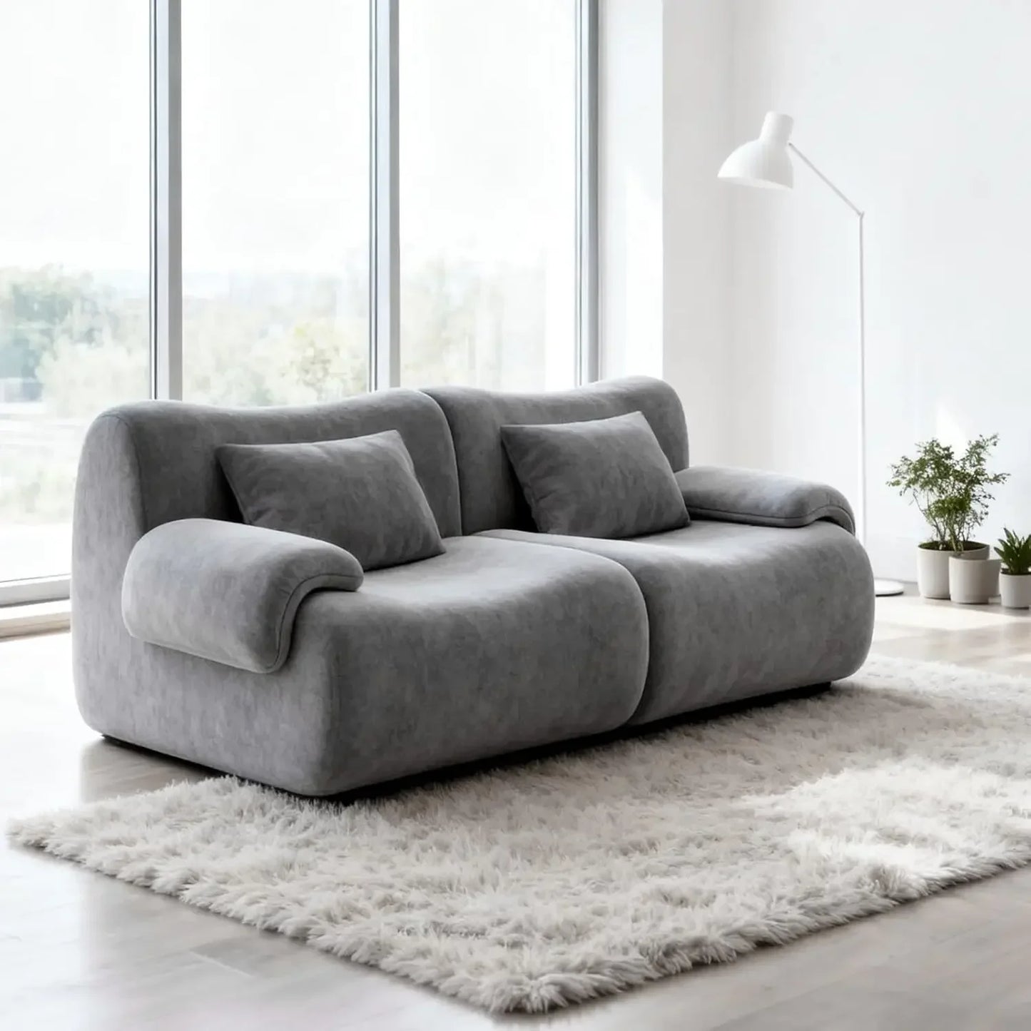 Guangbai Cloud Couch Modular Sectional Sofa with Throw Pillows
