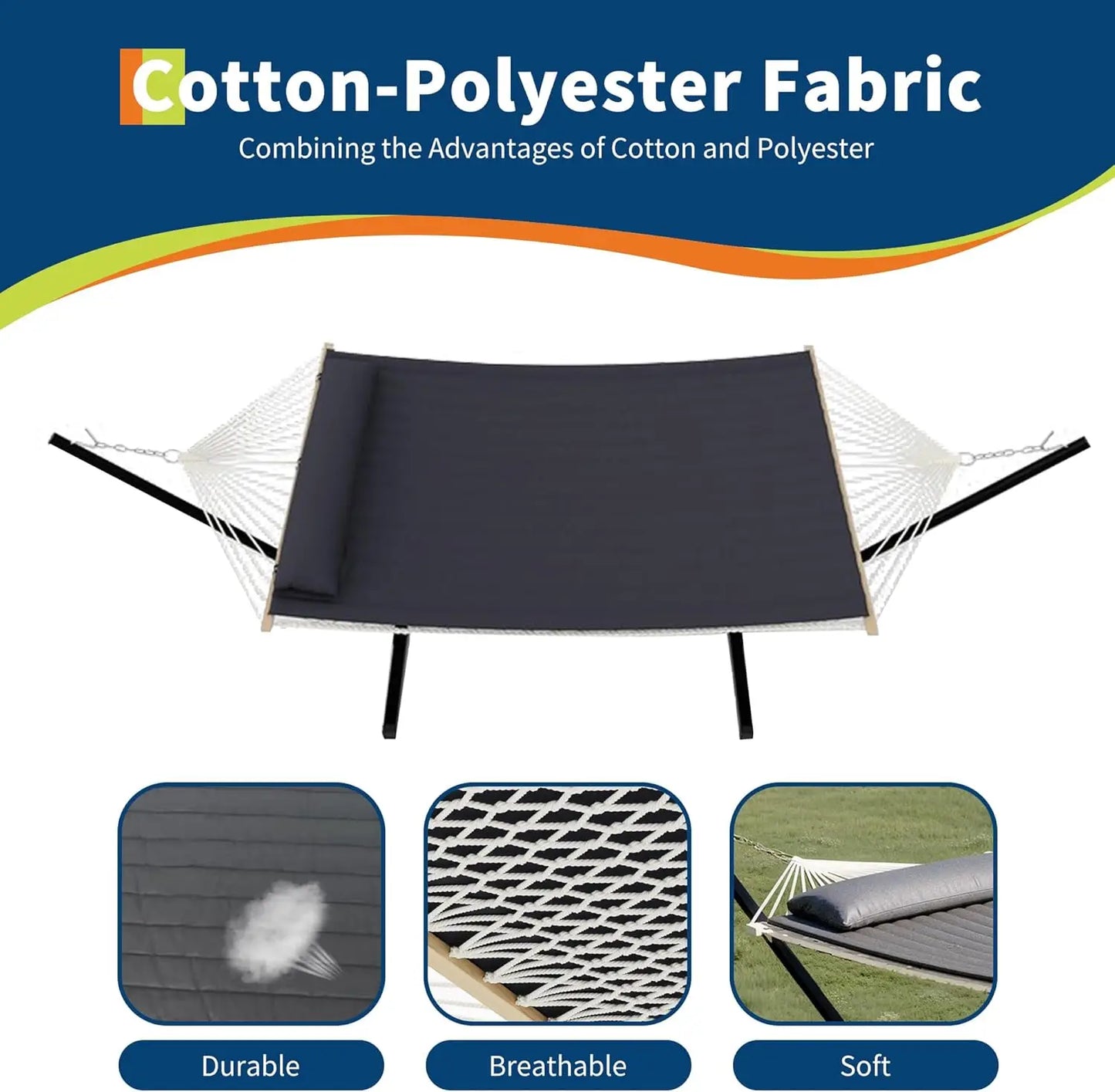 TWISTER.CK Heavy Duty Double Hammock With Stand For Outdoor Patio