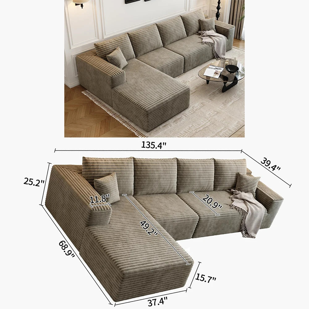 YQXHCN Cloud Modular Sectional Sofa With Ottoman Comfort U Shaped